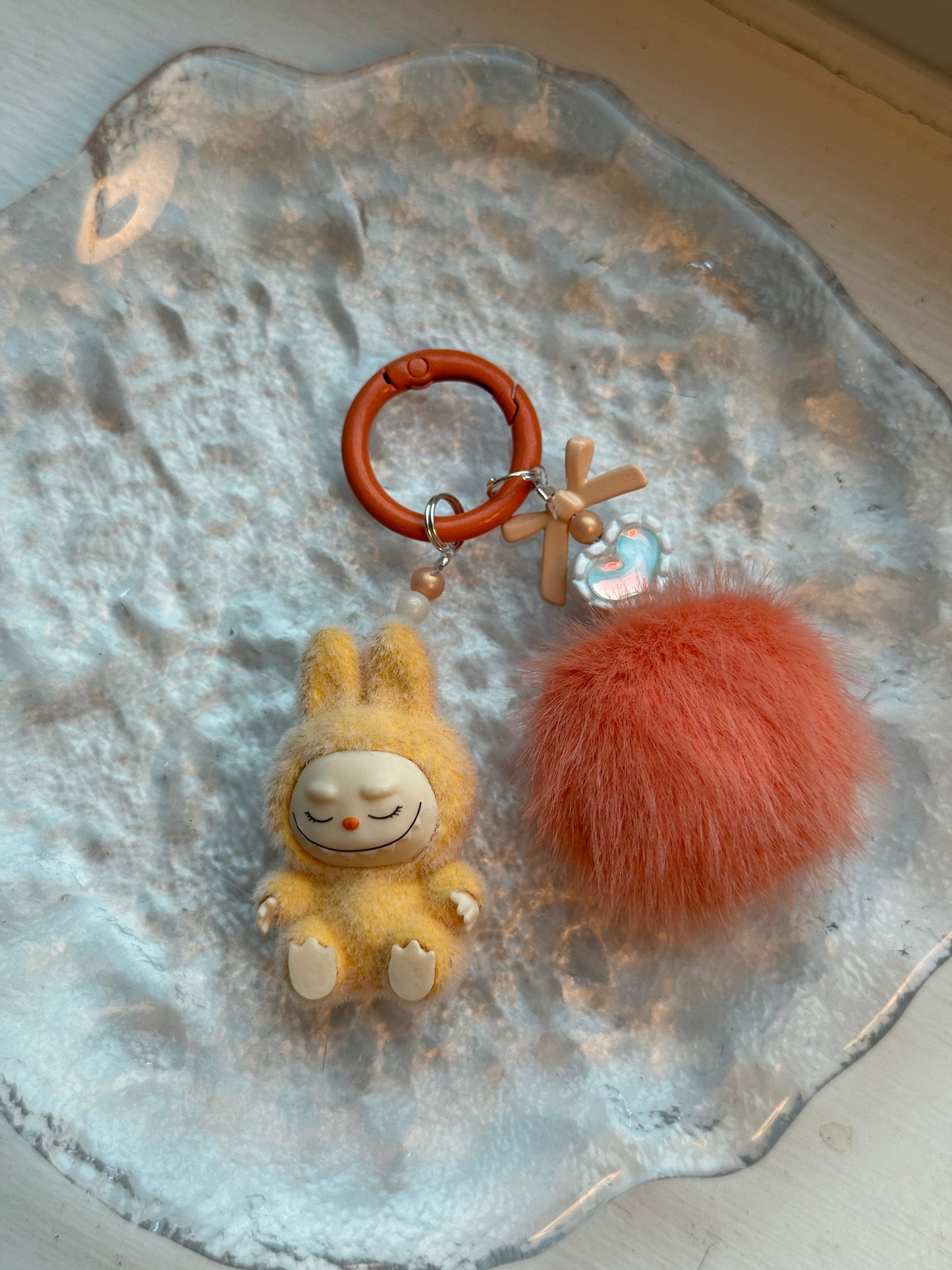 Mini Labubu Keychain with fluffy ball
