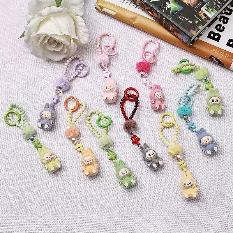 Single chain beads Mini Labubu Keychain