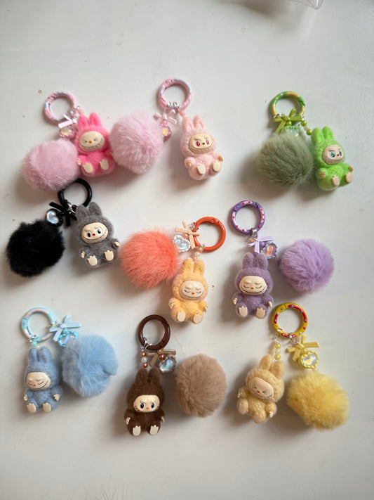 Mini Labubu Keychain with fluffy ball