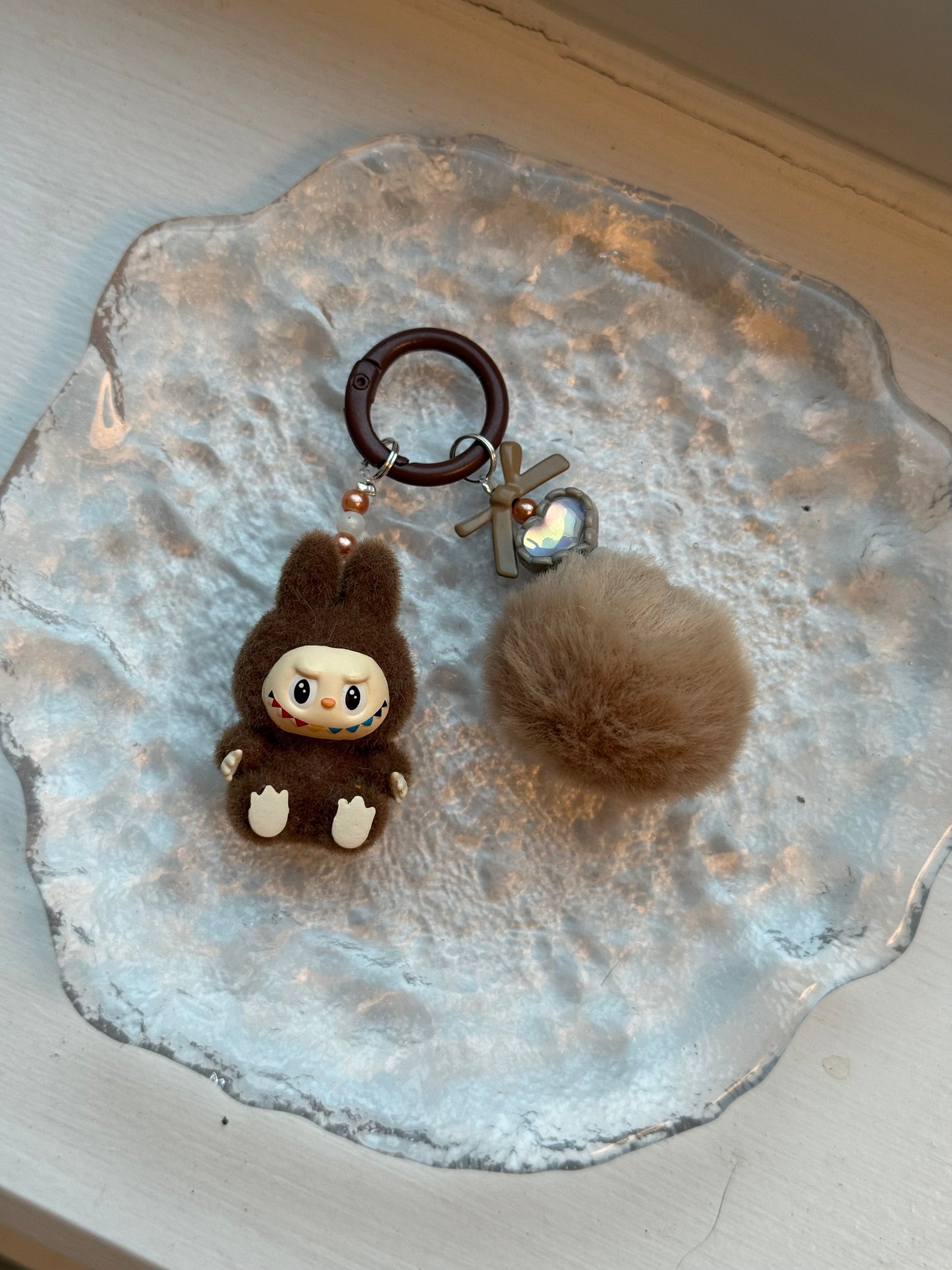 Mini Labubu Keychain with fluffy ball