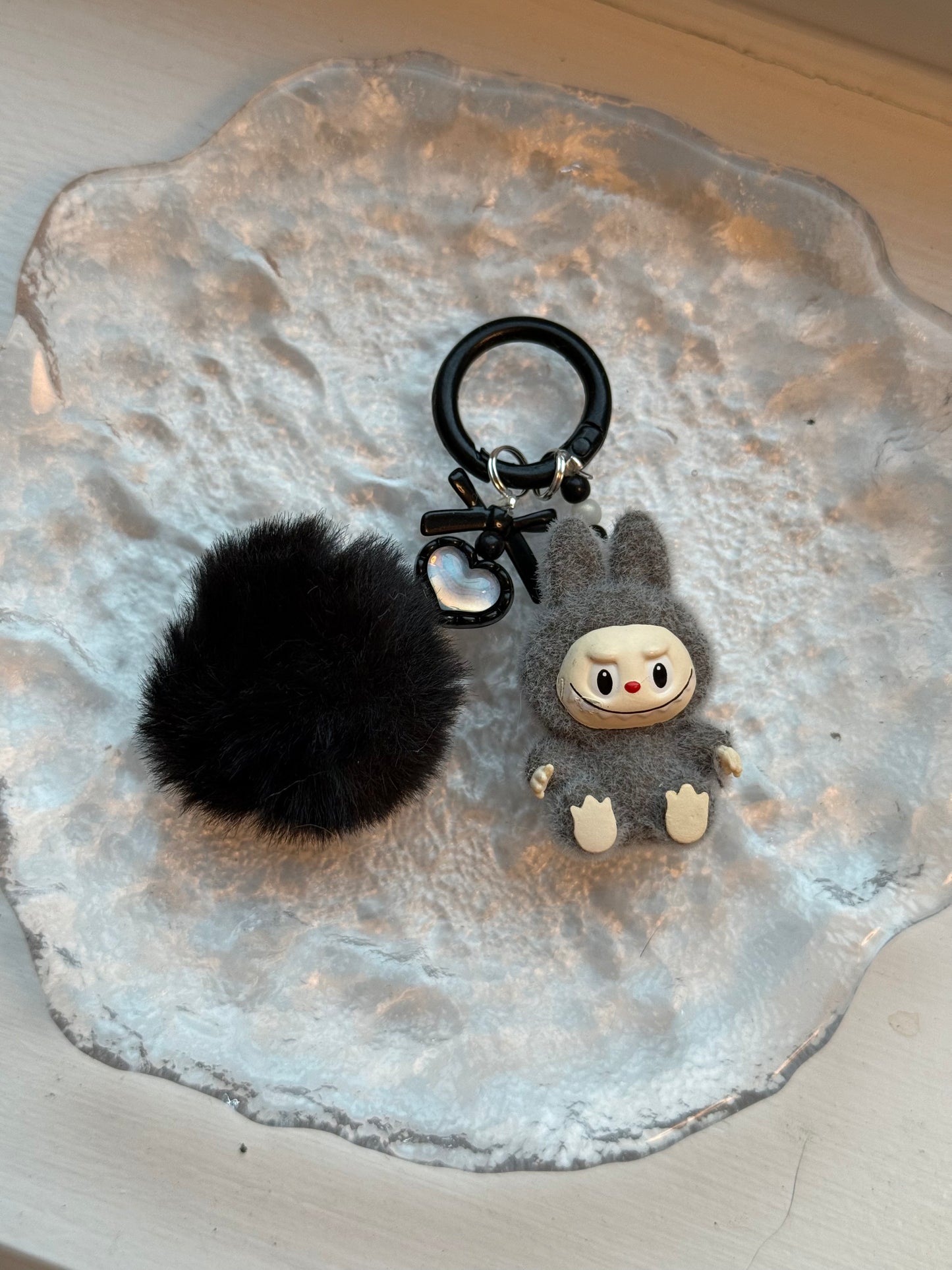 Mini Labubu Keychain with fluffy ball