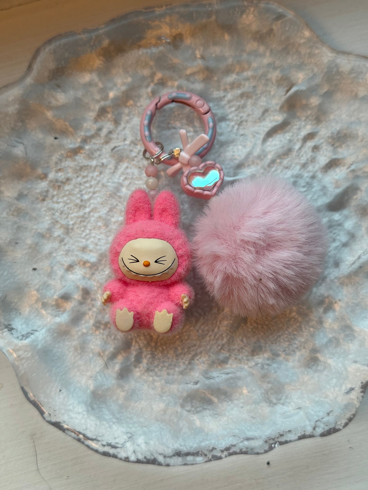 Mini Labubu Keychain with fluffy ball