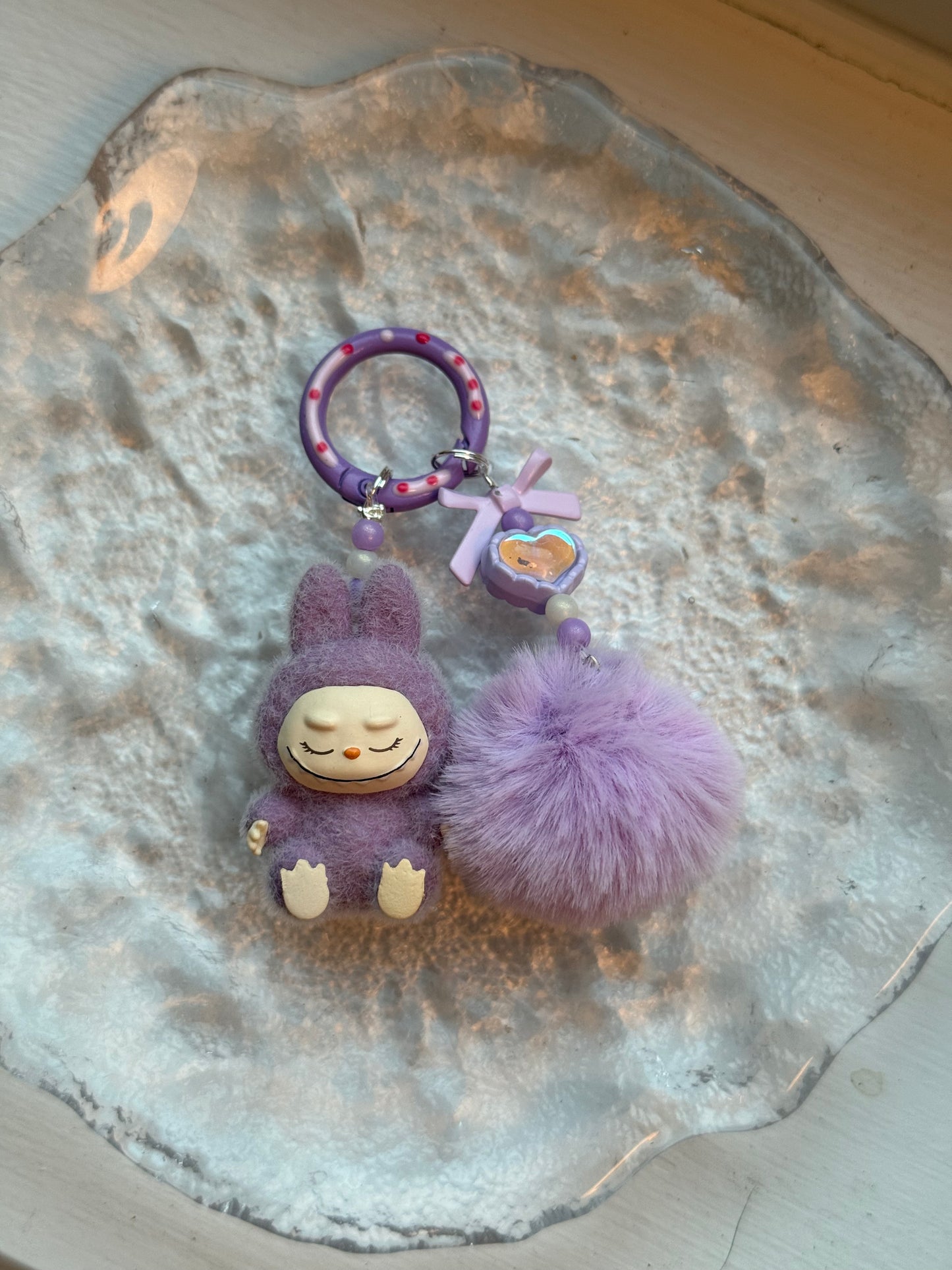 Mini Labubu Keychain with fluffy ball