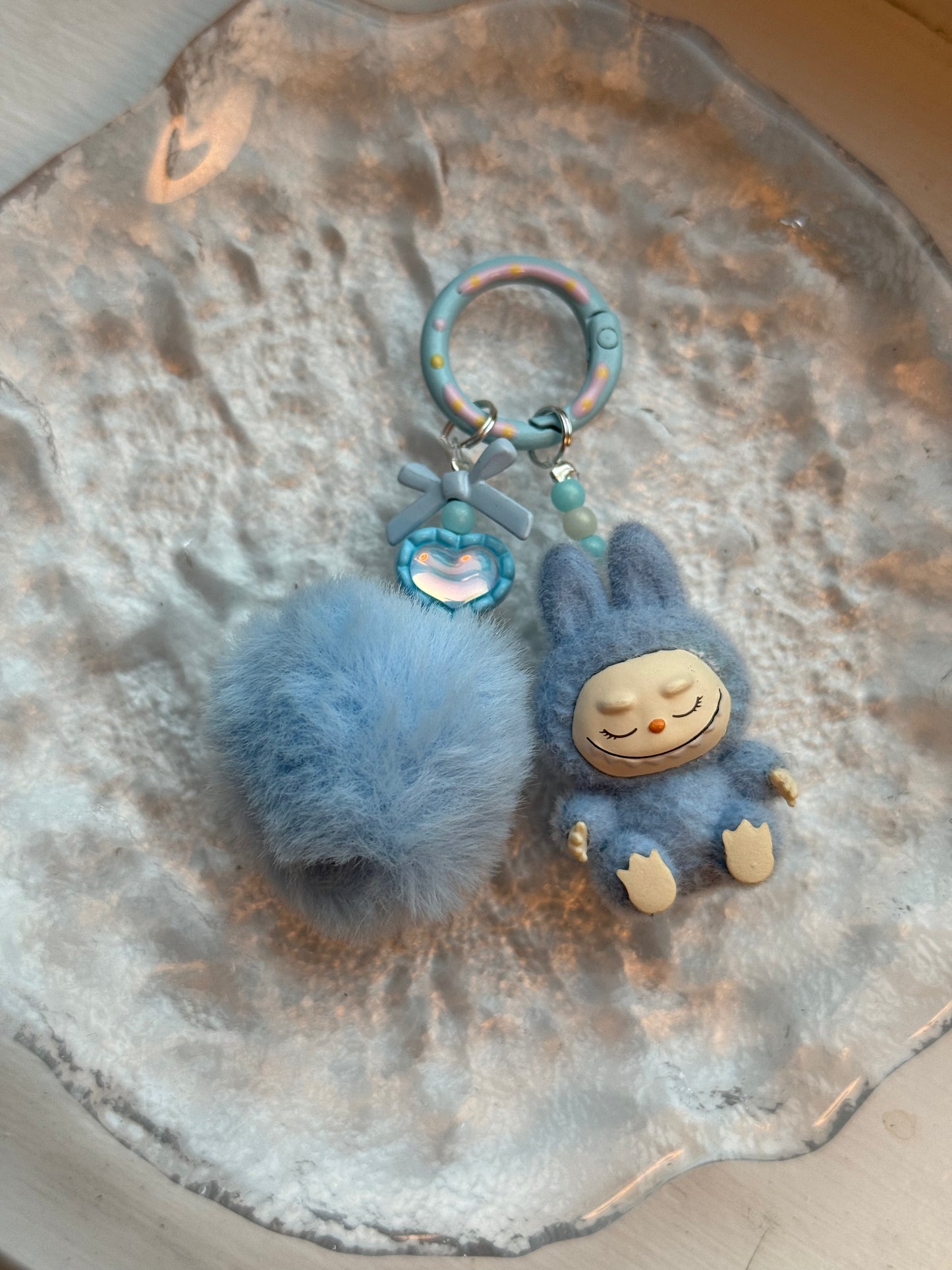 Mini Labubu Keychain with fluffy ball