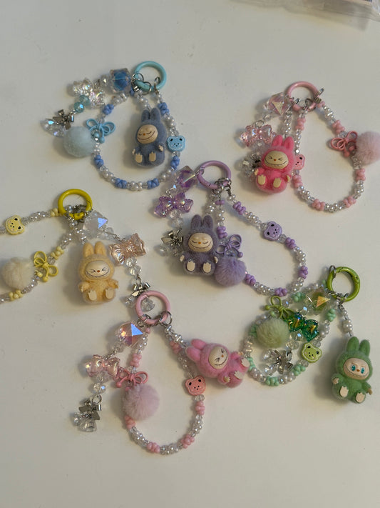 Mini Labubu Keychain with Handmade Beads