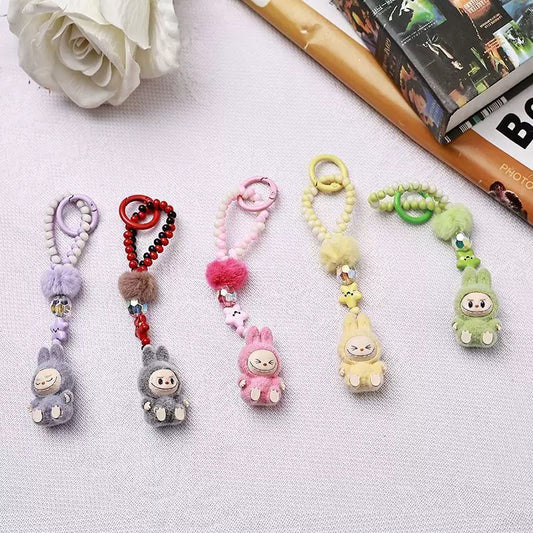 Single chain beads Mini Labubu Keychain