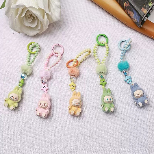 Single chain beads Mini Labubu Keychain